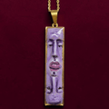 Purple Upside Down Double Face Necklace – Handmade Clay & Resin Surreal Statement Jewelry, Sculptural Fantasy Wearable Art with Stainless Steel Chain / Pendant - SAMA