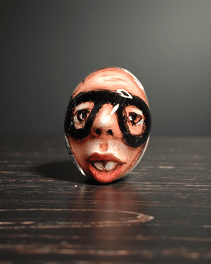 Rapper Face Ring – Handmade Clay & Resin Surreal Statement Jewelry, Sculptural Character Wearable Art with Adjustable Stainless Steel Band - SAMA