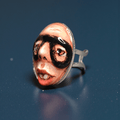 Rapper Face Ring – Handmade Clay & Resin Surreal Statement Jewelry, Sculptural Character Wearable Art with Adjustable Stainless Steel Band - SAMA