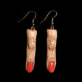 Red Nail Finger Earrings – Handmade Clay & Resin Surreal Statement Jewelry, Sculptural Wearable Art with Zinc Alloy Hooks OOAK