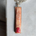 Red Nail Finger Necklace – Handmade Clay & Resin Surreal Statement Jewelry, Sculptural Wearable Art with Alloy Pendant / Chain OOAK