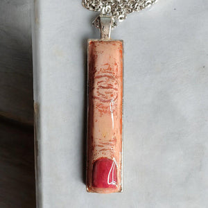 Red Nail Finger Necklace – Handmade Clay & Resin Surreal Statement Jewelry, Sculptural Wearable Art with Alloy Pendant / Chain OOAK