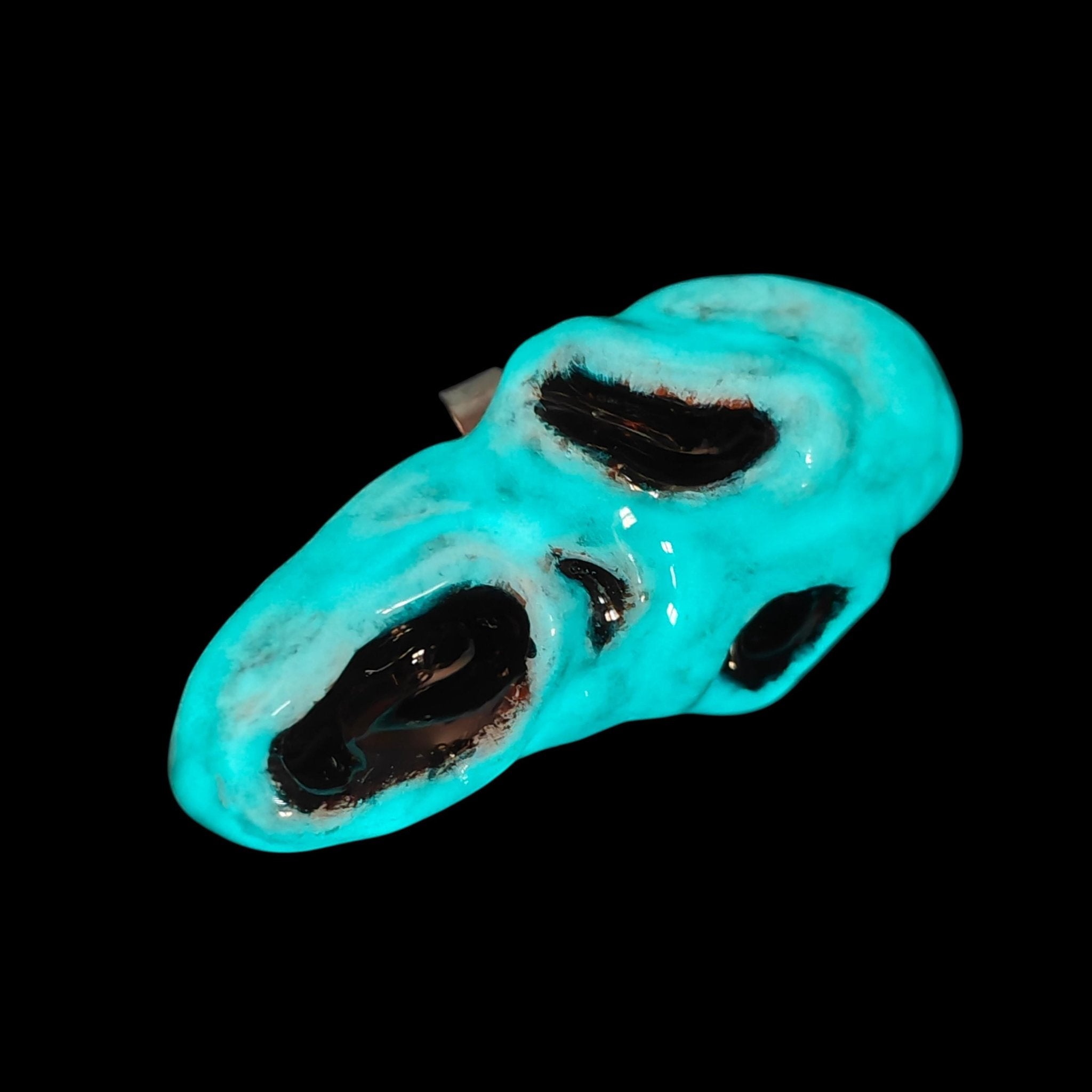 Scream Mask Glow Ring – Handmade Clay & Resin Horror Statement Jewelry, Dark Surreal Wearable Art on Adjustable Stainless Steel Band OOAK