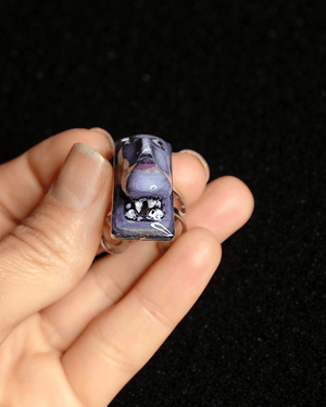 Shocked Monster Ring – Handmade Clay & Resin Surreal Statement Jewelry with Adjustable Stainless Steel Band - SAMA