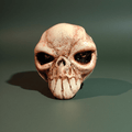 Skull Ring – Handmade Clay & Resin Surreal Statement Jewelry with Adjustable Stainless Steel Band OOAK - SAMA