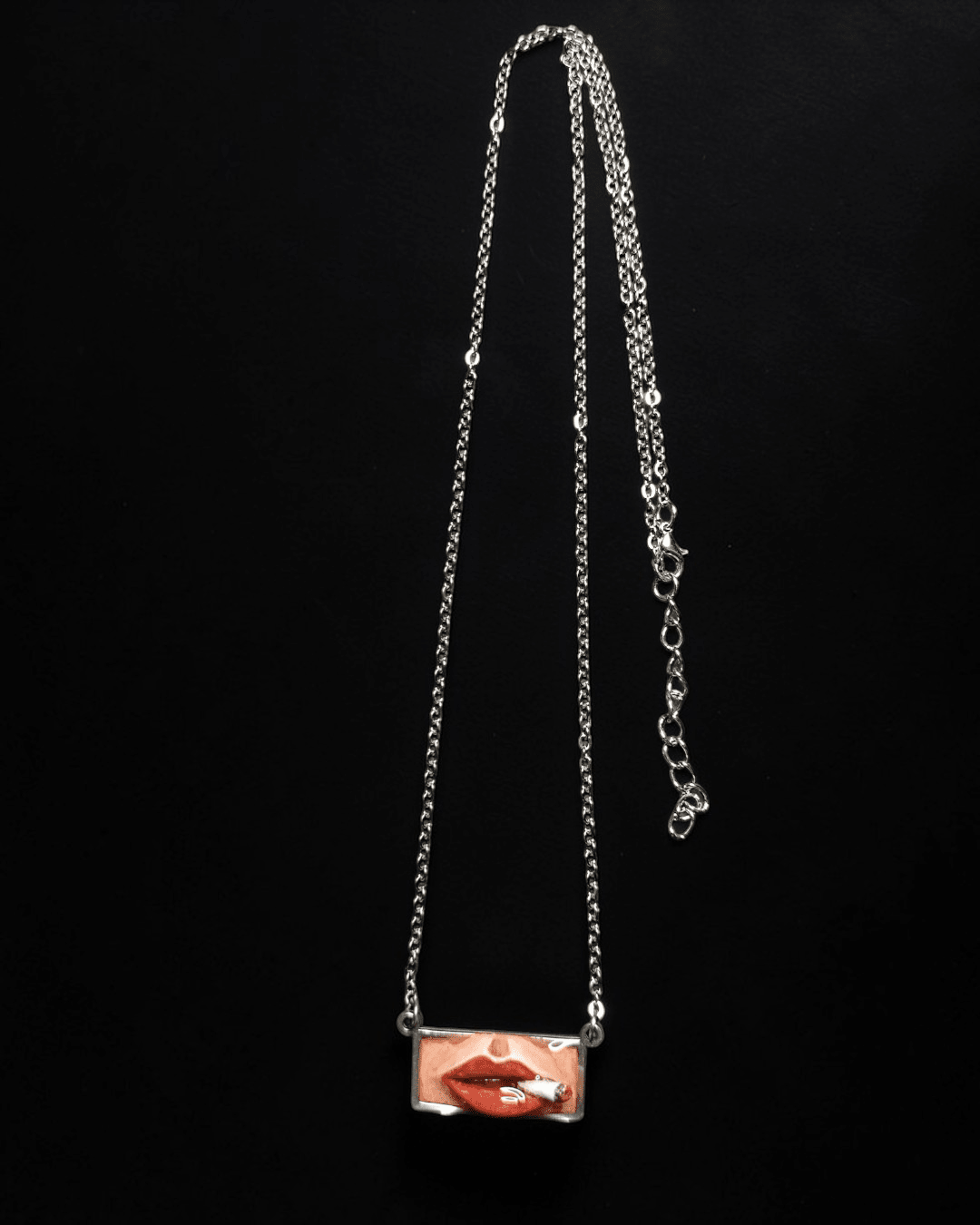 Smoking Cigar Necklace – Handmade Clay & Resin Surreal Statement Jewelry, Sculptural Fantasy Wearable Art with Stainless Steel Chain / Pendant - SAMA