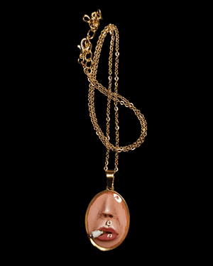 Smoking Cigar Necklace – Handmade Clay & Resin Surreal Statement Jewelry, Sculptural Wearable Art with Stainless Steel Chain / Pendant - SAMA