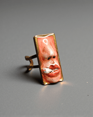 Smoking Cigar Ring – Handmade Clay & Resin Surreal Statement Jewelry with Adjustable Stainless Steel Band - SAMA