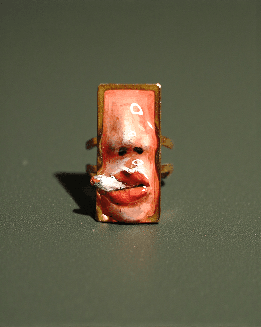 Smoking Cigar Ring – Handmade Clay & Resin Surreal Statement Jewelry with Adjustable Stainless Steel Band - SAMA