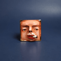 Smoking Cigar Square Frame Ring – Handmade Clay & Resin Surreal Statement Jewelry, Sculptural Wearable Art with Adjustable Stainless Steel Band - SAMA