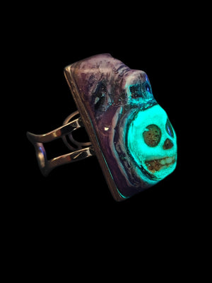 Surreal Statement Ring – Handmade Clay & Resin Wearable Art, Dark Fantasy Sculptural Jewelry on Adjustable Stainless Steel Band OOAK