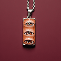 Three Eyes Necklace – Handmade Clay & Resin Surreal Statement Jewelry, Sculptural Fantasy Wearable Art with Stainless Steel Chain / Pendant - SAMA
