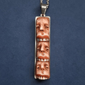 Three Faces Eating Each Other Necklace – Handmade Clay & Resin Surreal Statement Jewelry, Sculptural Fantasy Wearable Art with Stainless Steel Chain / Pendant - SAMA