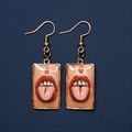 Tongue Coming Out Earrings – Handmade Clay & Resin Surreal Statement Jewelry, Sculptural Fantasy Wearable Art with Stainless Steel Hooks - SAMA