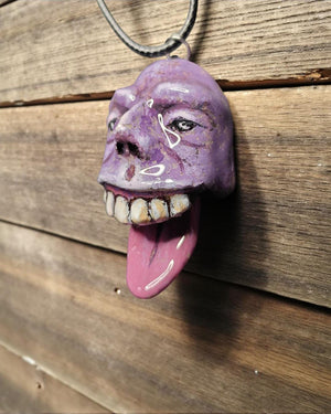 Tongue Out Necklace – Handmade Clay & Resin Surreal Statement Jewelry, Sculptural Fantasy Wearable Art OOAK