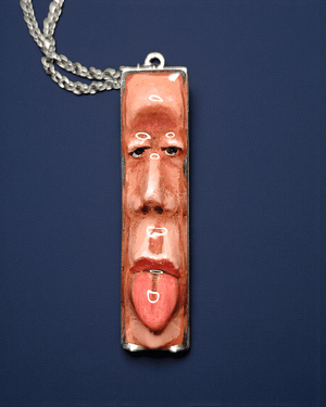 Tongue Out Necklace – Handmade Clay & Resin Surreal Statement Jewelry, Sculptural Fantasy Wearable Art with Stainless Steel Chain / Pendant - SAMA
