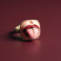 Tongue Out Ring – Handmade Clay & Resin Surreal Statement Jewelry, Sculptural Fantasy Wearable Art with Sterling Silver S925 Band