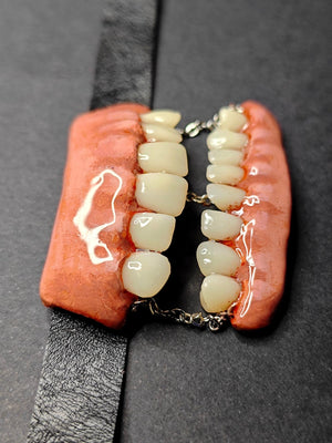 Tooth & Jaw Choker – Handmade Clay and Resin Surreal Statement Jewelry, Sculptural Dark Fantasy Wearable Art with Adjustable Band OOAK