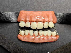 Tooth & Jaw Choker – Handmade Clay and Resin Surreal Statement Jewelry, Sculptural Dark Fantasy Wearable Art with Adjustable Band OOAK