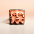 Triple Face Ring – Handmade Clay & Resin Surreal Statement Jewelry with Adjustable Stainless Steel Band - SAMA