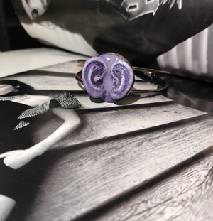 Two Ears Bracelet – Handmade Clay & Resin Surreal Statement Jewelry, Sculptural Artistic Wearable Art with Adjustable Copper Band OOAK