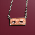 Two Eyes Watching Necklace – Handmade Clay & Resin Surreal Statement Jewelry, Sculptural Fantasy Wearable Art with Stainless Steel Chain / Pendant - SAMA