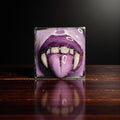 Vampire Tongue Out Purple Ring – Handmade Clay & Resin Dark Surreal Statement Jewelry, Sculptural Fantasy Wearable Art with Adjustable Stain