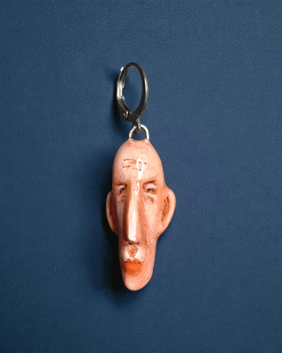 Watching the Horizon 1 Single Earring – Handmade Clay Expressionist Statement Jewelry, Sculptural Wearable Art with Stainless Steel Hook - SAMA