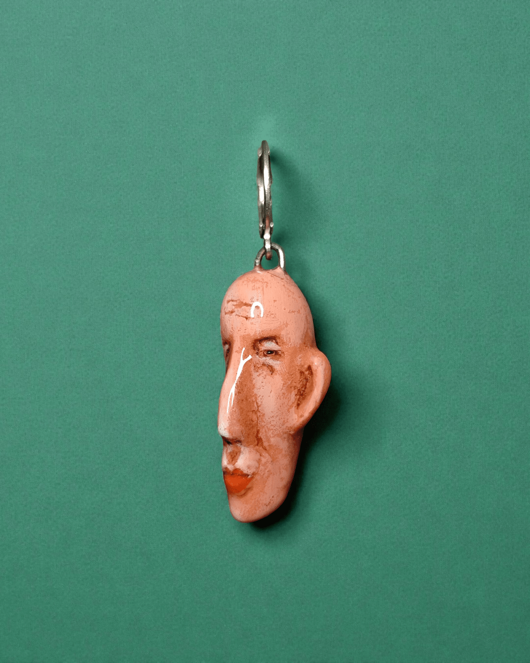 Watching the Horizon 1 Single Earring – Handmade Clay Expressionist Statement Jewelry, Sculptural Wearable Art with Stainless Steel Hook - SAMA