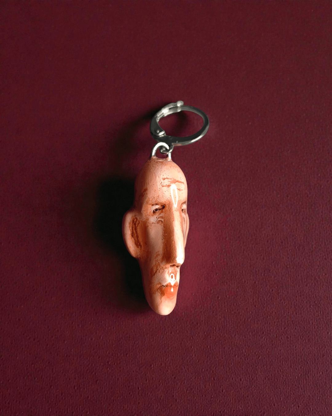 Watching the Horizon 1 Single Earring – Handmade Clay Expressionist Statement Jewelry, Sculptural Wearable Art with Stainless Steel Hook - SAMA