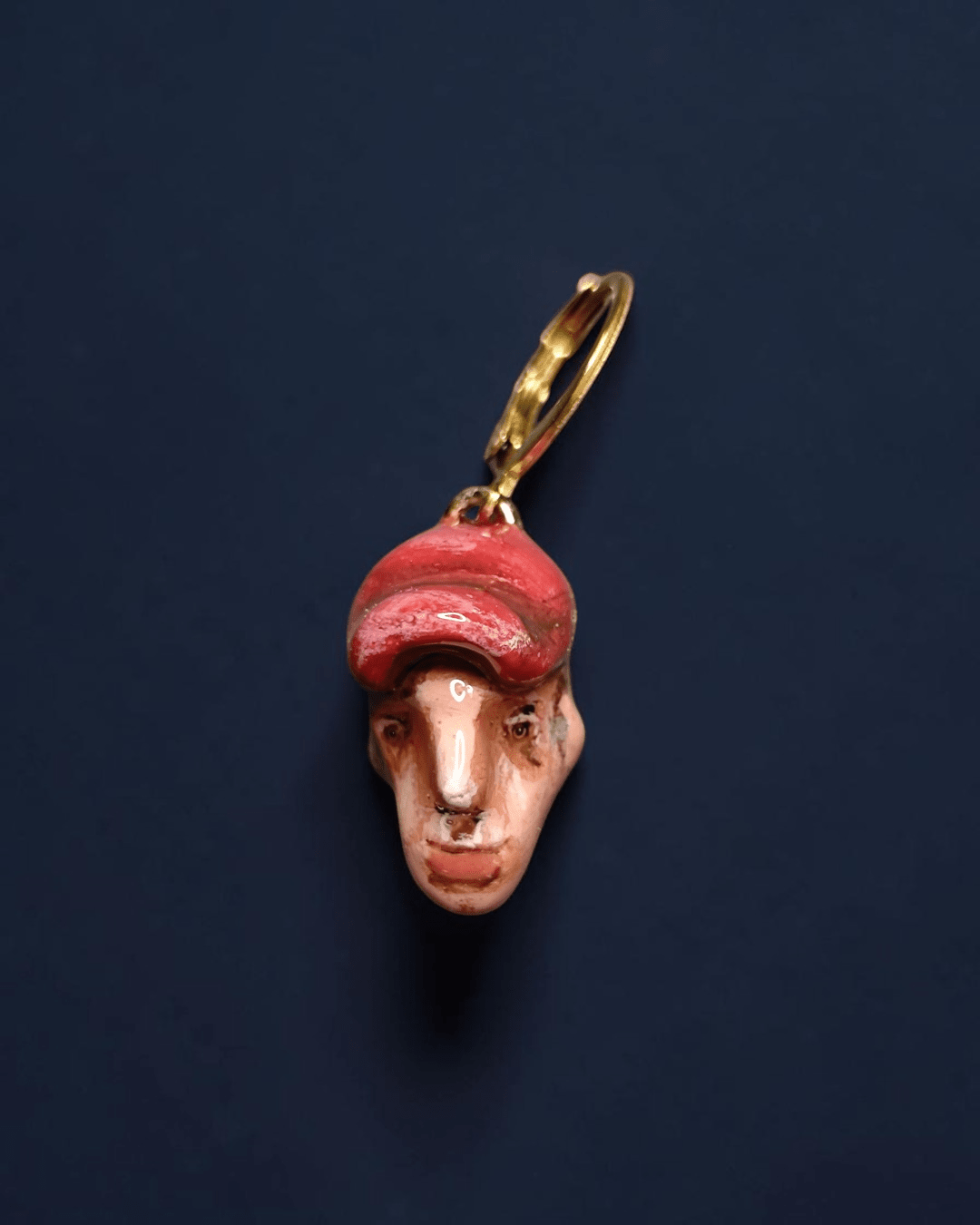 Watching the Horizon 11 Single Earring – Handmade Clay & Resin Expressionist Statement Jewelry, Sculptural Wearable Art with Stainless Steel Hook - SAMA