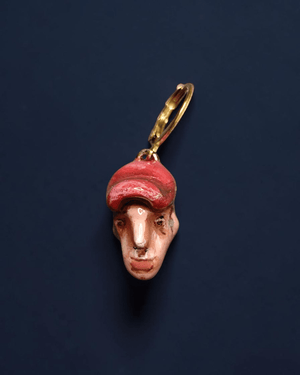 Watching the Horizon 11 Single Earring – Handmade Clay & Resin Expressionist Statement Jewelry, Sculptural Wearable Art with Stainless Steel Hook - SAMA