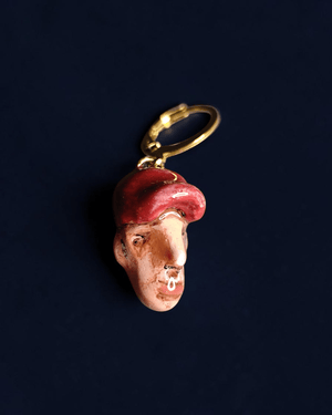 Watching the Horizon 11 Single Earring – Handmade Clay & Resin Expressionist Statement Jewelry, Sculptural Wearable Art with Stainless Steel Hook - SAMA