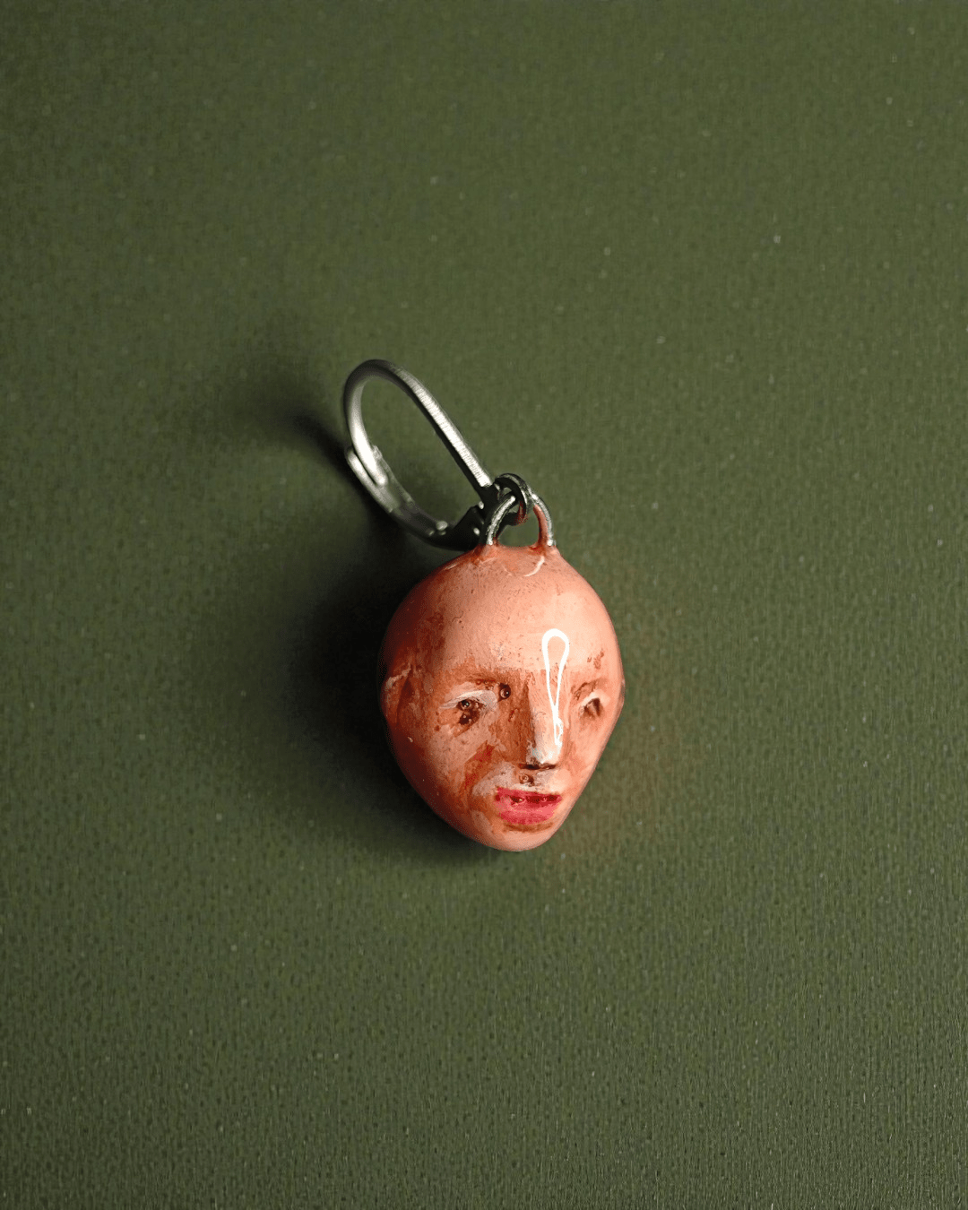 Watching the Horizon 2 Single Earring – Handmade Clay Expressionist Statement Jewelry, Sculptural Wearable Art with Stainless Steel Hook - SAMA