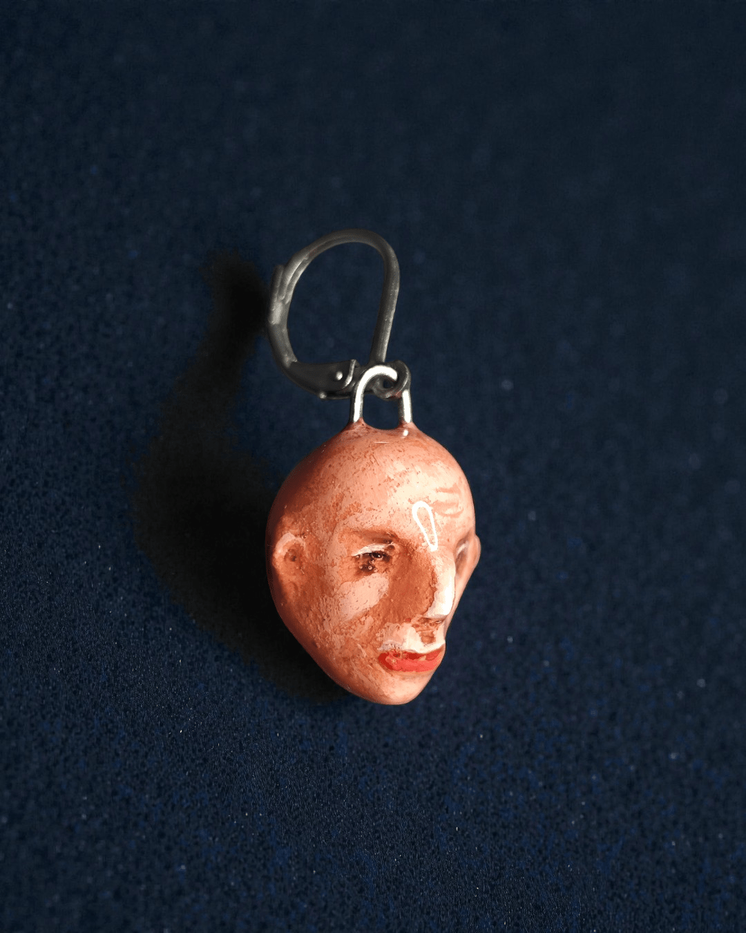 Watching the Horizon 3 Single Earring – Handmade Clay Expressionist Statement Jewelry, Sculptural Wearable Art with Stainless Steel Hook - SAMA