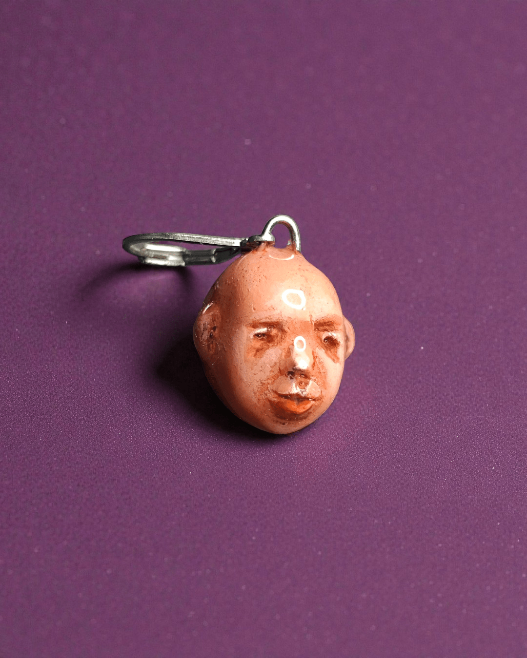 Watching the Horizon 4 Single Earring – Handmade Clay Expressionist Statement Jewelry, Sculptural Wearable Art with Stainless Steel Hook - SAMA