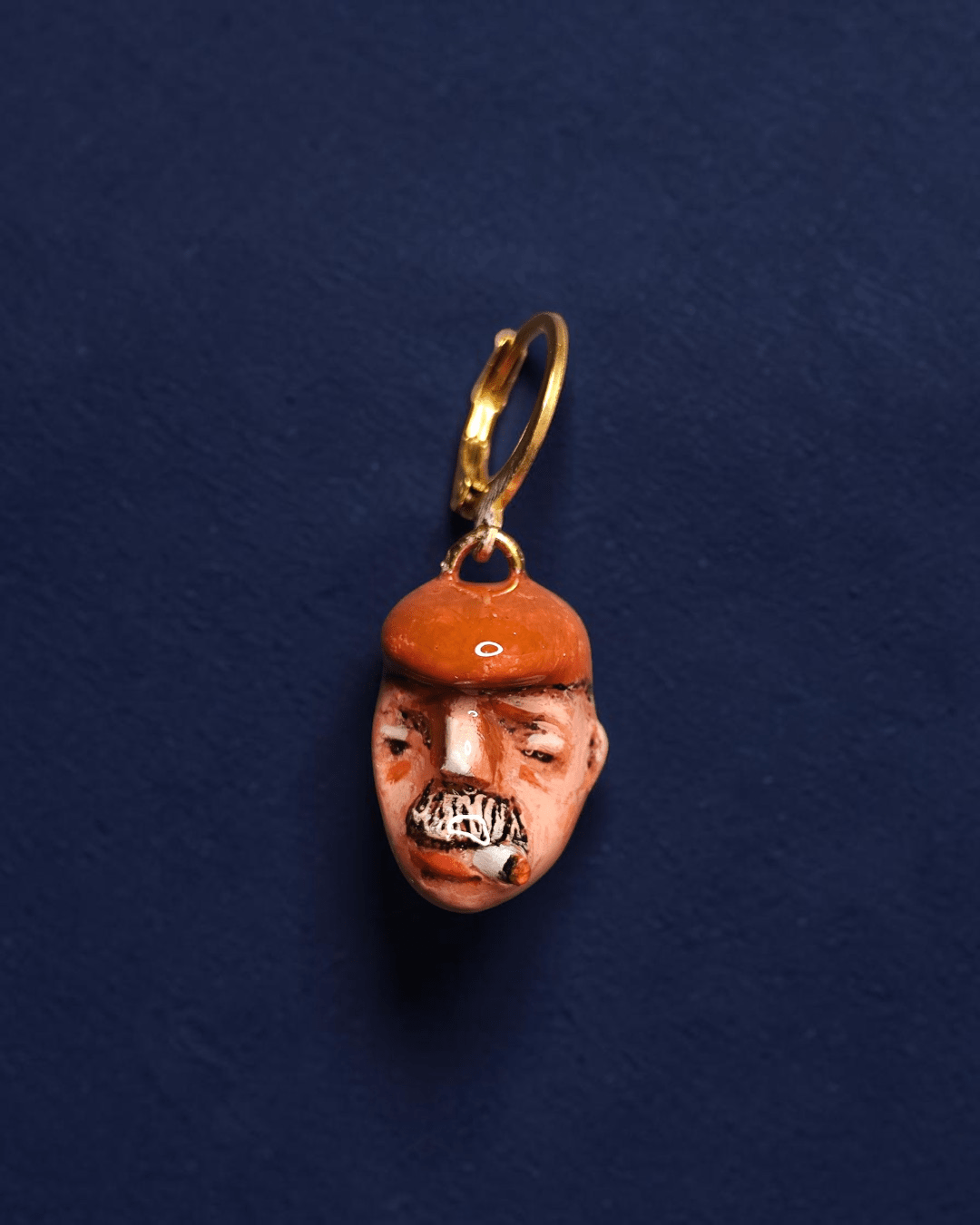 Watching the Horizon 7 Single Earring – Handmade Clay & Resin Expressionist Statement Jewelry, Sculptural Wearable Art with Stainless Steel Hook - SAMA