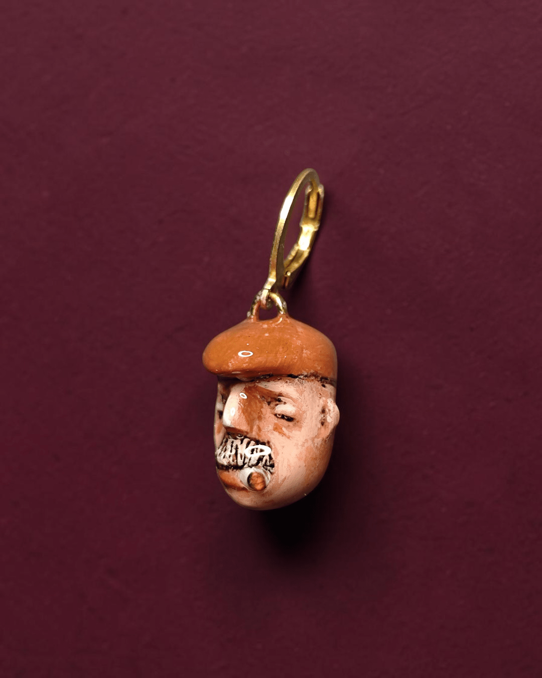 Watching the Horizon 7 Single Earring – Handmade Clay & Resin Expressionist Statement Jewelry, Sculptural Wearable Art with Stainless Steel Hook - SAMA
