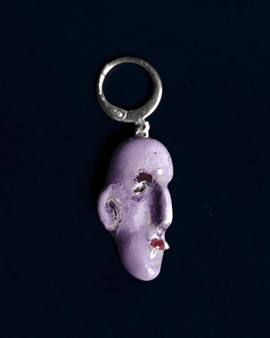 Watching the Horizon 8 Single Earring – Handmade Clay & Resin Expressionist Statement Jewelry, Sculptural Wearable Art with Stainless Steel Hook - SAMA
