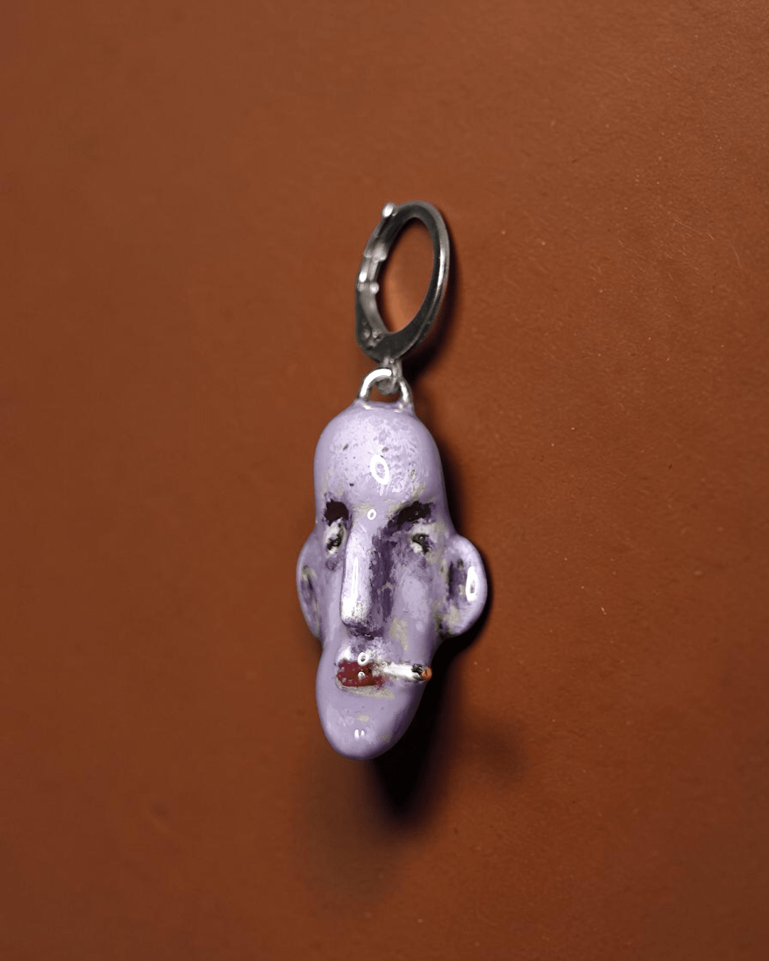 Watching the Horizon 8 Single Earring – Handmade Clay & Resin Expressionist Statement Jewelry, Sculptural Wearable Art with Stainless Steel Hook - SAMA