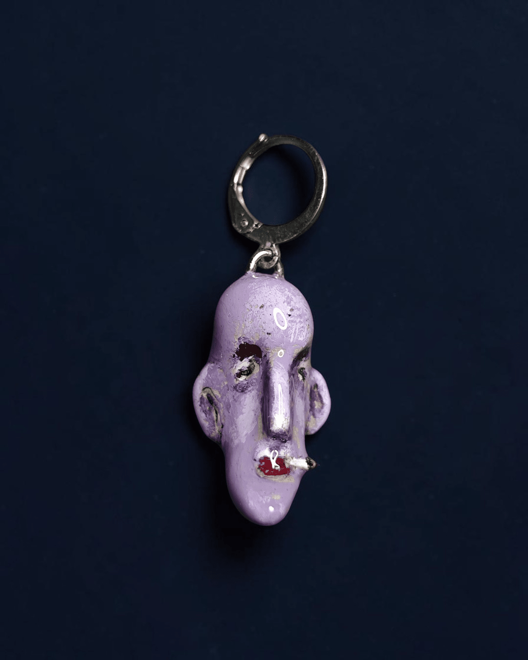 Watching the Horizon 8 Single Earring – Handmade Clay & Resin Expressionist Statement Jewelry, Sculptural Wearable Art with Stainless Steel Hook - SAMA
