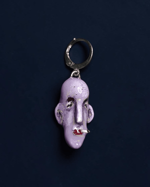 Watching the Horizon 8 Single Earring – Handmade Clay & Resin Expressionist Statement Jewelry, Sculptural Wearable Art with Stainless Steel Hook - SAMA