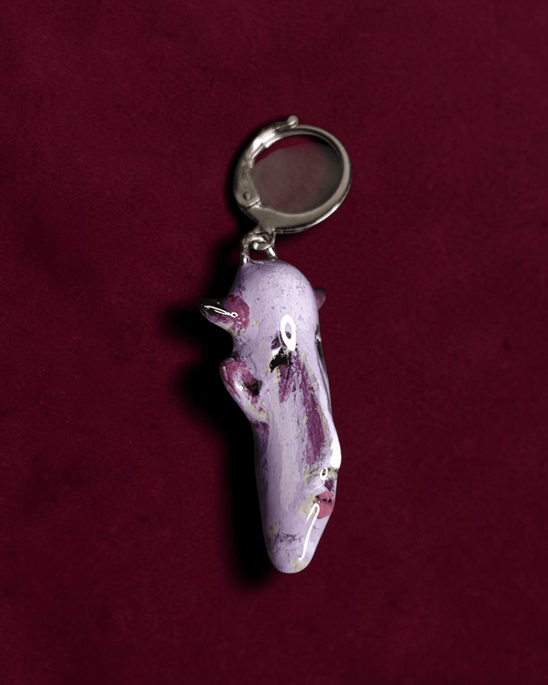 Watching the Horizon 9 Single Earring – Handmade Clay & Resin Expressionist Statement Jewelry, Sculptural Wearable Art with Stainless Steel Hook - SAMA